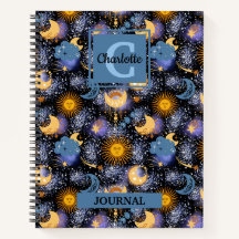 Motif céleste magique Sun Moons étoiles Monogramme