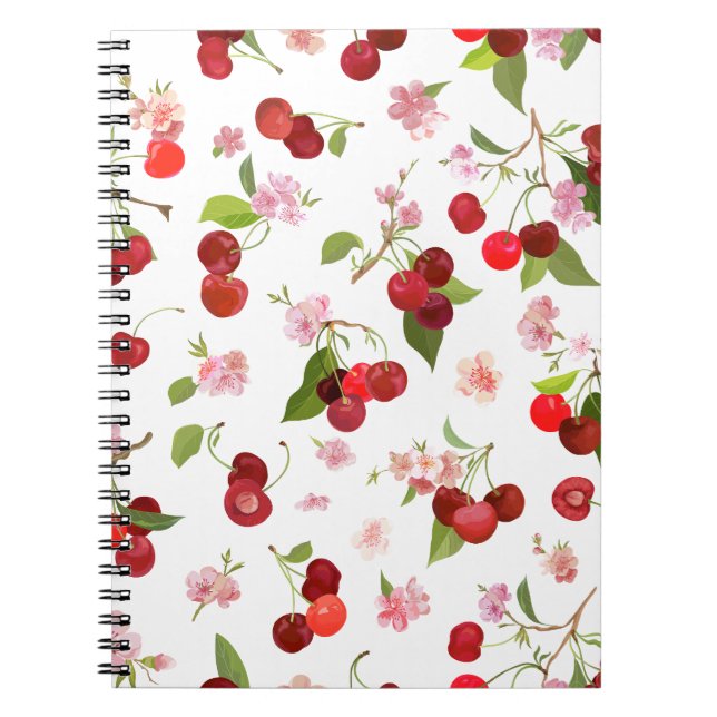 Carnet Motif cerise 1 (Devant)