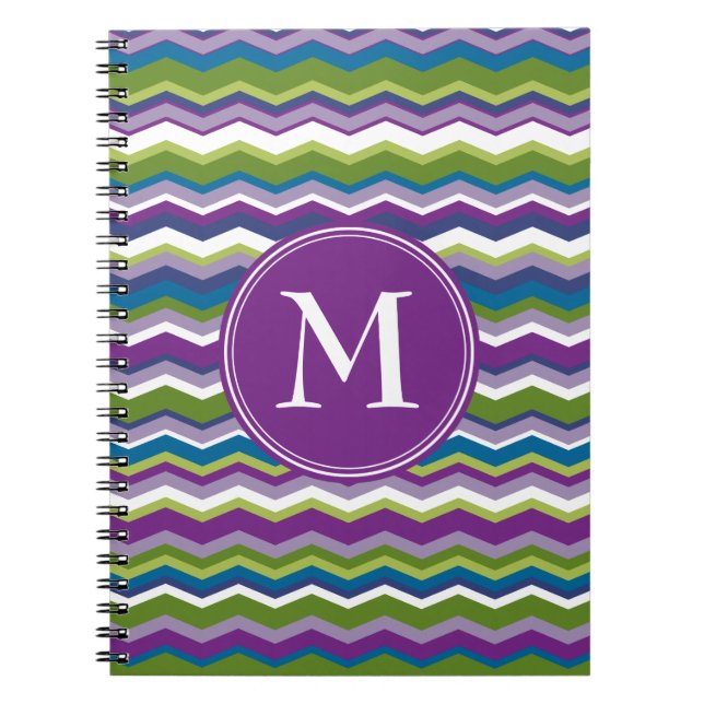Carnet Motif Chevron brillant avec Monogram (Devant)