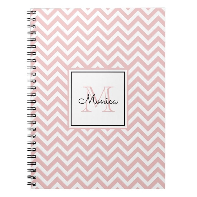 Carnet Motif Chevron rose Fille avec Monogramme (Devant)
