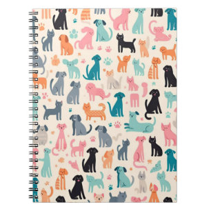 Carnet Motif chien et chat sans couture