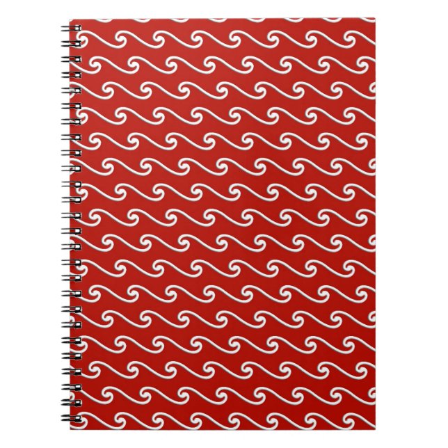 Carnet Motif chinois - blanc sur rouge profond (Devant)