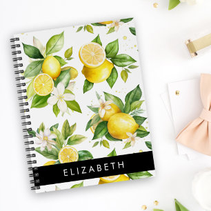 Carnet Motif citron, Fleurs de citron, Feuilles, Votre No