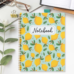 Carnet Motif Citron Jaune sur Vert Vintage 