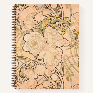 Carnet Motif classique Art nouveau de jardin de pivoines 