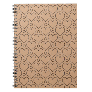 Carnet Motif Cœurs et pois Amour Brun et Noir