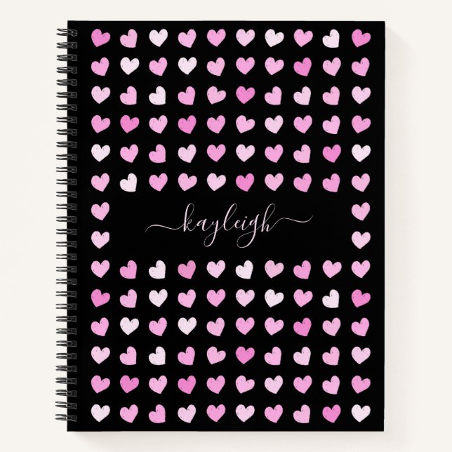 Carnet Motif Coeurs roses (Devant)