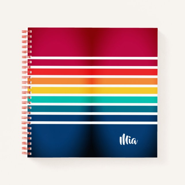 Carnet Motif Coloré Avec Nom Personnalisé (Devant)