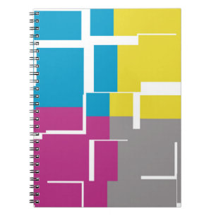 Carnet Motif cool violet bleu jaune gris