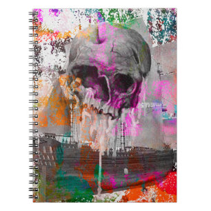 Carnet motif crâne. effets colorés navire crâne abstrait