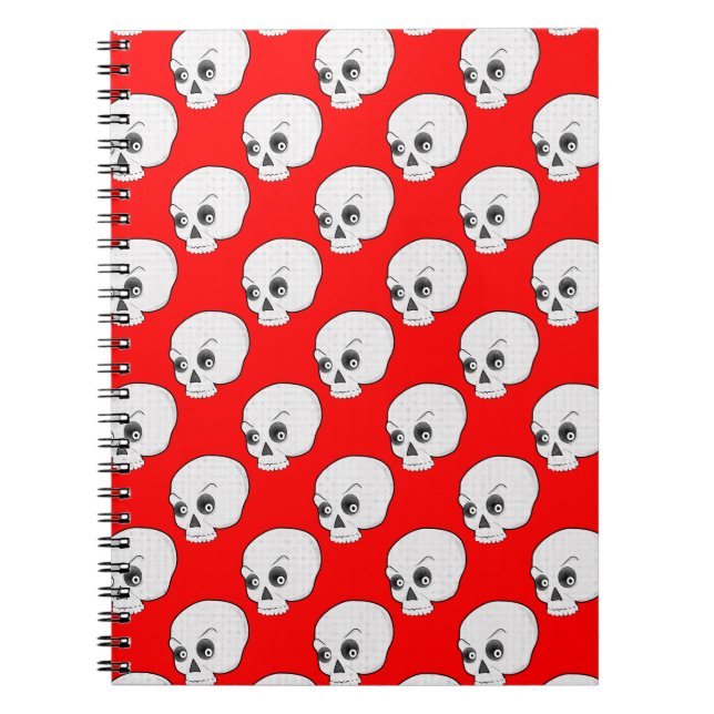 Carnet Motif crâne sur Arrière - plan rouge (Devant)