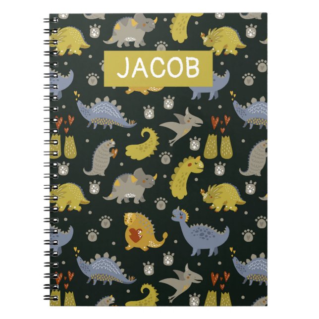 Carnet Motif Cute Dinosaur personnalisé (Devant)