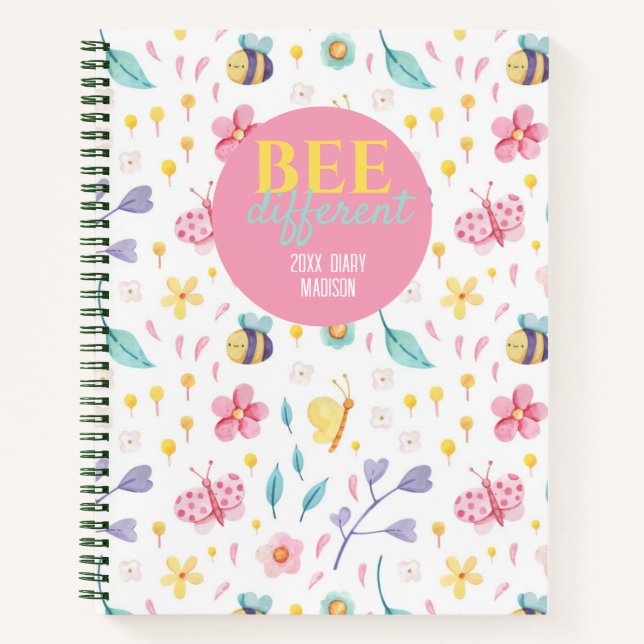 Carnet Motif d'abeilles mignonnes | Citation d'abeille di (Devant)