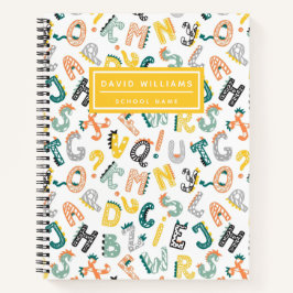 Carnet Motif d'alphabet de dinosaure mignon pour les enfa