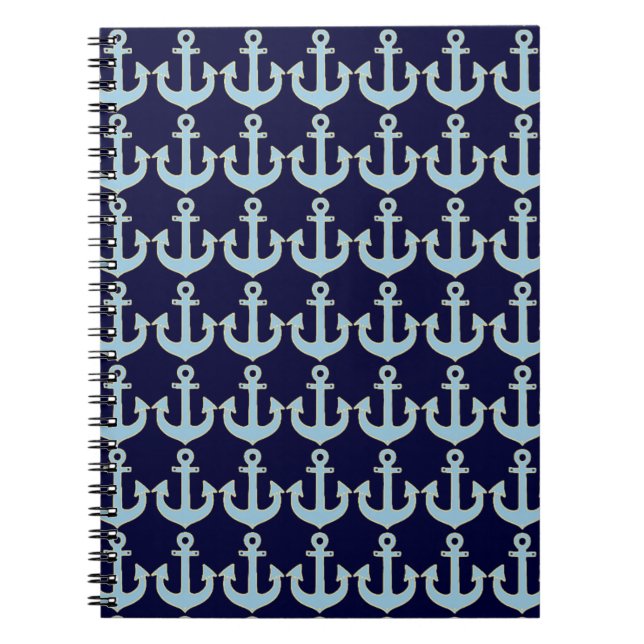 Carnet motif d'ancre nautique de bateau bleu (Devant)