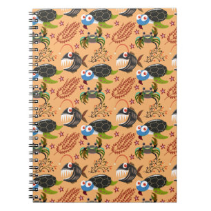 Carnet Motif d'animaux aquatiques   vie sous-marine en me