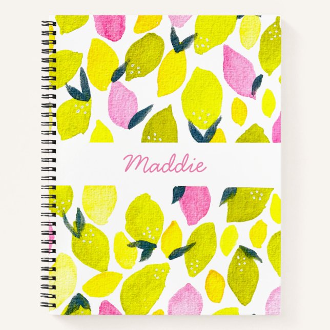 Carnet Motif d'aquarelle citron (Devant)
