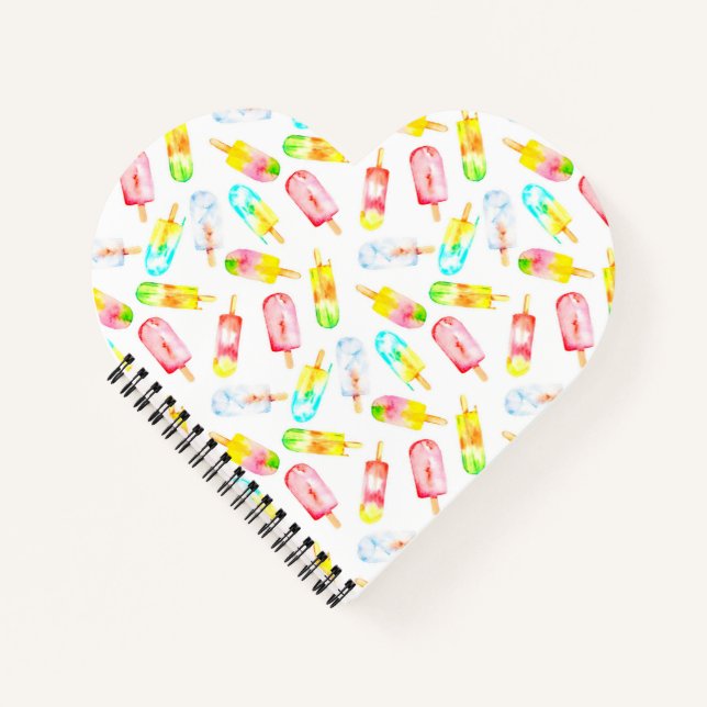 Carnet Motif d'aquarelle crème glacée. Bonjour l'été ! (Devant)