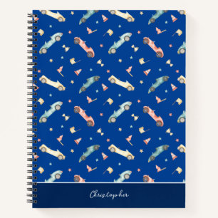 Carnet Motif d'aquarelle de la voiture Little Boy Racing 