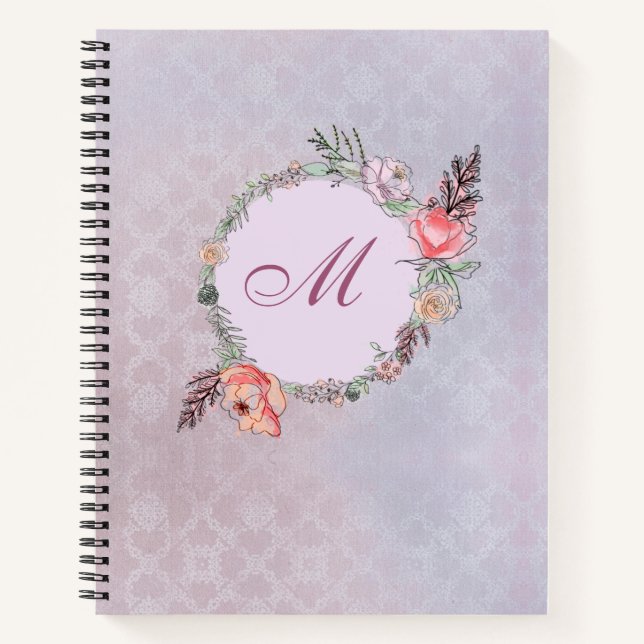 Carnet Motif d'aquarelle fleurie moderne Wreath (Devant)
