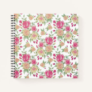 Carnet Motif d'aquarelle vintage rouge et jaune