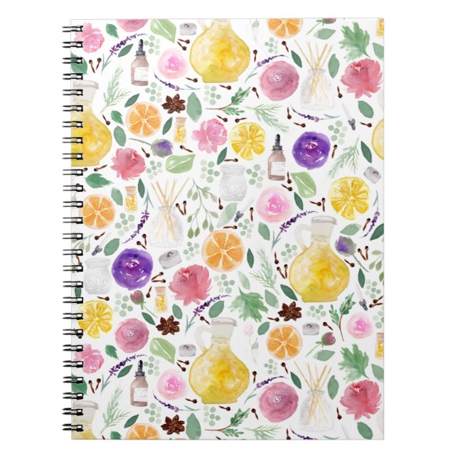 Carnet Motif d'aromathérapie en aquarelle (Devant)