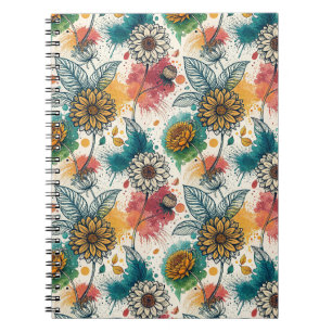 Carnet Motif d'art à éclaboussures de peinture de tournes