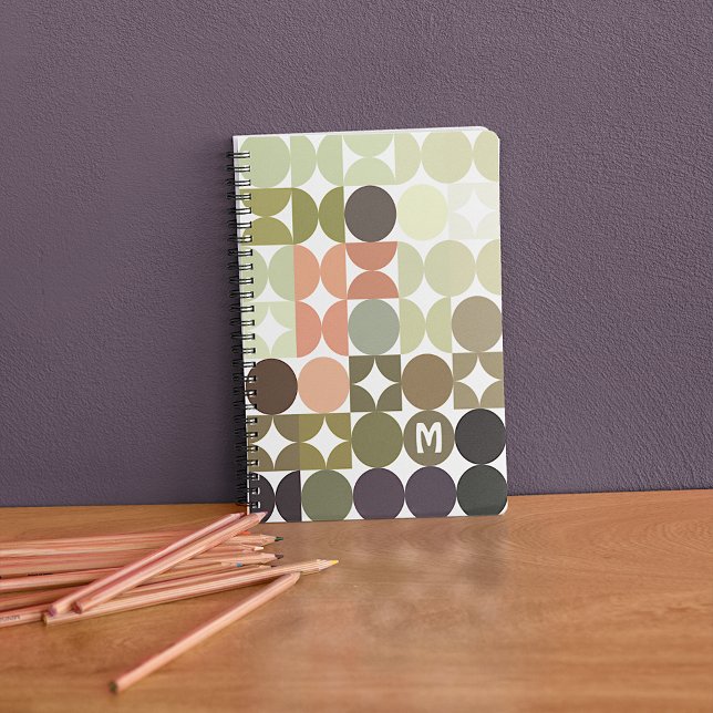 Carnet Motif d'art personnalisé Olive Green Coral Orange (Créateur téléchargé)