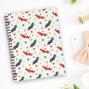 Carnet Motif de baies, groseille, myrtille, fruit