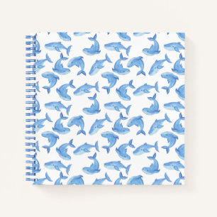 Carnet Motif de baleine bleu aquarelle