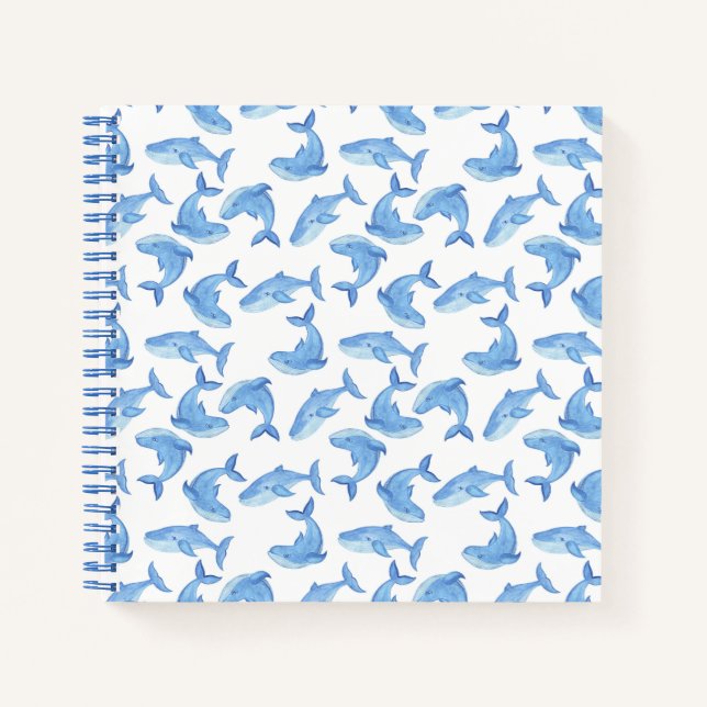 Carnet Motif de baleine bleu aquarelle (Devant)