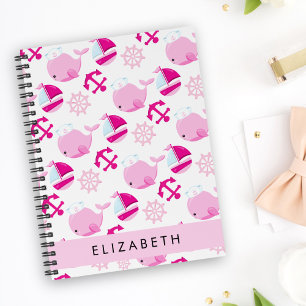 Carnet Motif De Baleines, Baleines Roses, Votre Nom