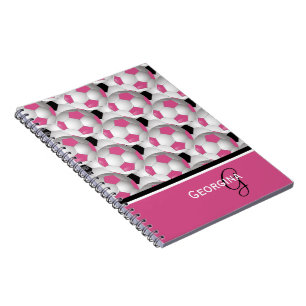 Carnet Motif de balle de soccer rose Monogram