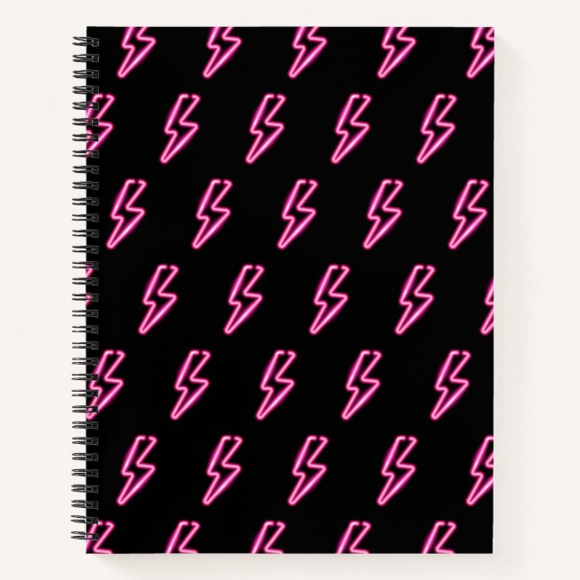 Carnet Motif de boulon à éclair de néon rose (Devant)