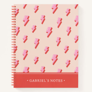 Carnet Motif de boulon de foudre rose Personnalisé