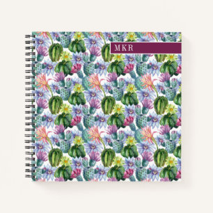 Carnet Motif de cactus aquarelle peint à la main