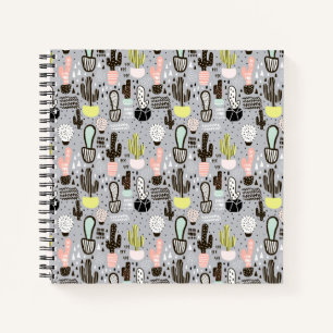 Carnet Motif de cactus texturés à la main