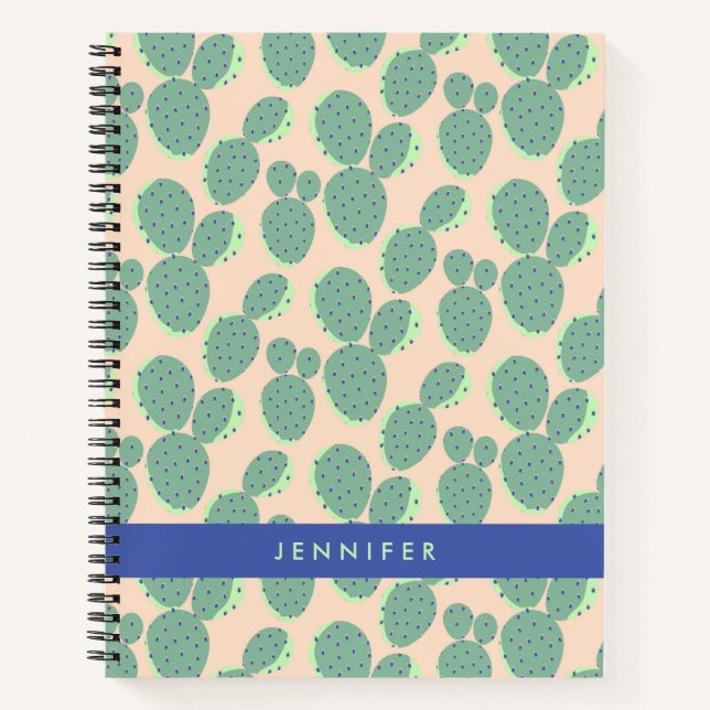 Carnet Motif de cactus vert et rose (Devant)
