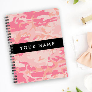 Carnet Motif de camouflage rose, Votre nom, Personnaliser