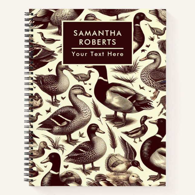 Carnet Motif de canard vintage et d'oie (Devant)