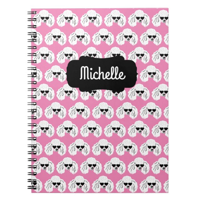 Carnet Motif de caniche mignon rose (Devant)