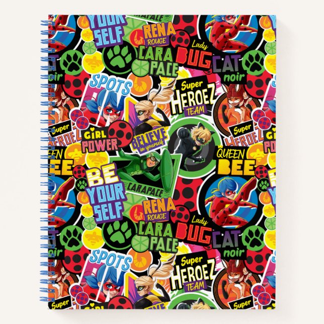 Carnet Motif de caractères superhéros miraculeux (Devant)
