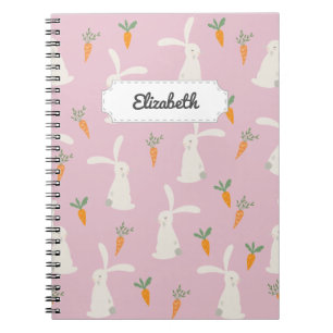 Carnet Motif de carottes de lapin mignon personnalisable