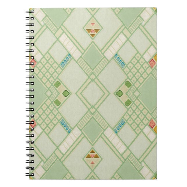 Carnet Motif de carreaux de Bohême géométrique vert rétro (Devant)