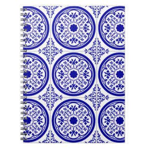 Carnet Motif de carreaux gothiques bleu blanc