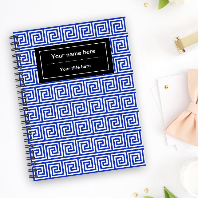 Carnet Motif de carrés de clé grecque en bleu (Créateur téléchargé)