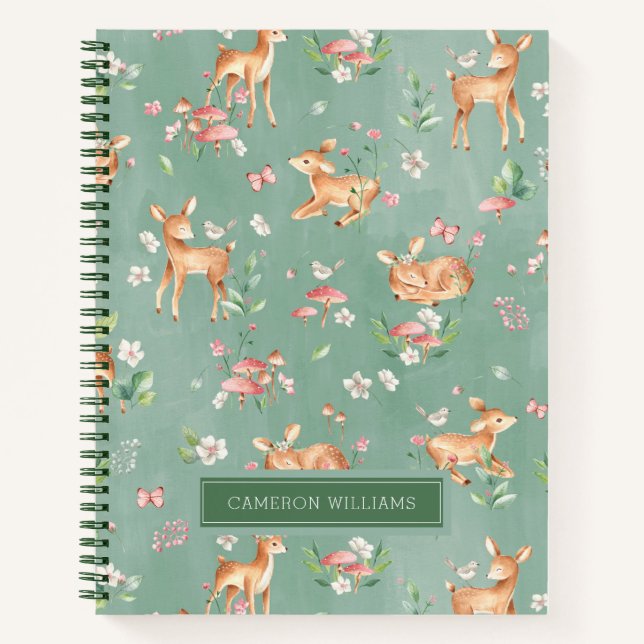 Carnet Motif de cerfs à l'aquarelle (Devant)