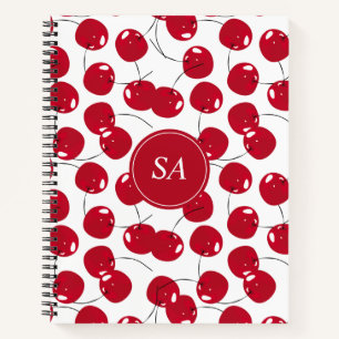 Carnet Motif de cerisier rouge frais personnalisé