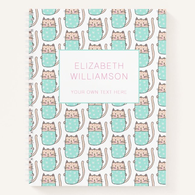 Carnet Motif de chat mignon personnalisé (Devant)