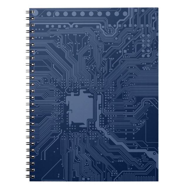 Carnet Motif de circuit Geek bleu (Devant)